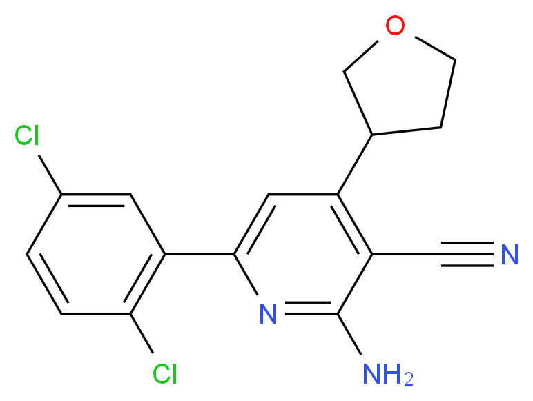 2-amino-6-(2,5-dichlorophenyl)-4-(tetrahydrofuran-3-yl)nicotinonitrile_分子结构_CAS_)
