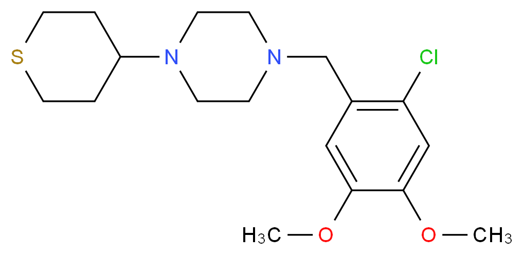 1-(2-chloro-4,5-dimethoxybenzyl)-4-(tetrahydro-2H-thiopyran-4-yl)piperazine_分子结构_CAS_)
