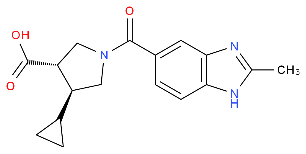 (3S*,4S*)-4-cyclopropyl-1-[(2-methyl-1H-benzimidazol-5-yl)carbonyl]pyrrolidine-3-carboxylic acid_分子结构_CAS_)