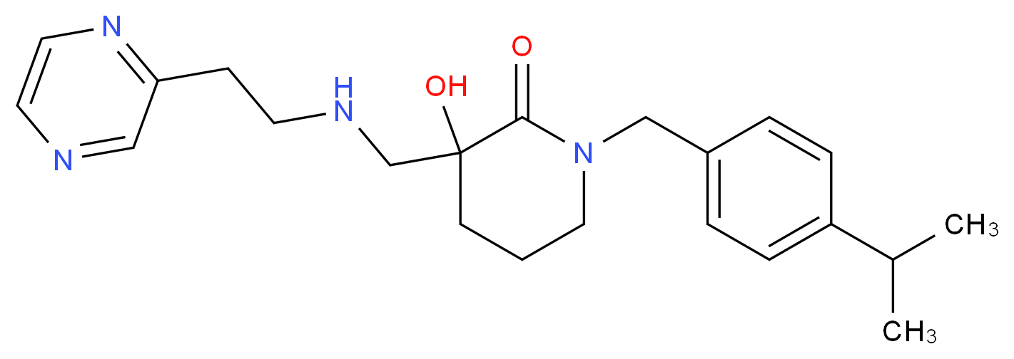 3-hydroxy-1-(4-isopropylbenzyl)-3-{[(2-pyrazin-2-ylethyl)amino]methyl}piperidin-2-one_分子结构_CAS_)
