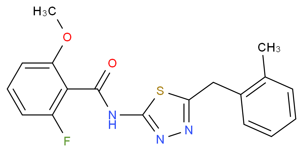 2-fluoro-6-methoxy-N-[5-(2-methylbenzyl)-1,3,4-thiadiazol-2-yl]benzamide_分子结构_CAS_)