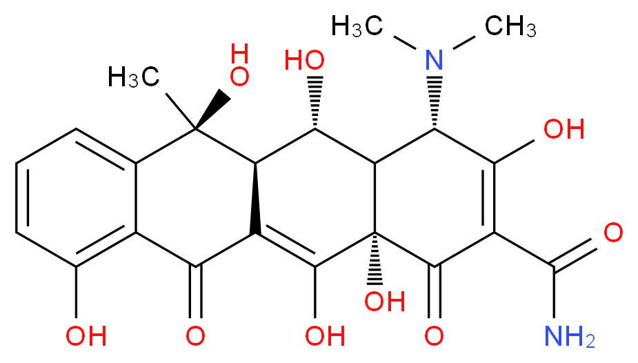 (4S,4aR,5S,5aR,6S,12aS)-4-(dimethylamino)-3,5,6,10,12,12a-hexahydroxy-6-methyl-1,11-dioxo-1,4,4a,5,5a,6,11,12a-octahydrotetracene-2-carboxamide_分子结构_CAS_79-57-2