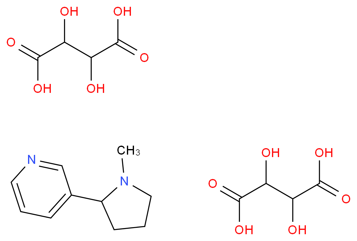 bis(2,3-dihydroxybutanedioic acid); 3-(1-methylpyrrolidin-2-yl)pyridine_分子结构_CAS_65-31-6