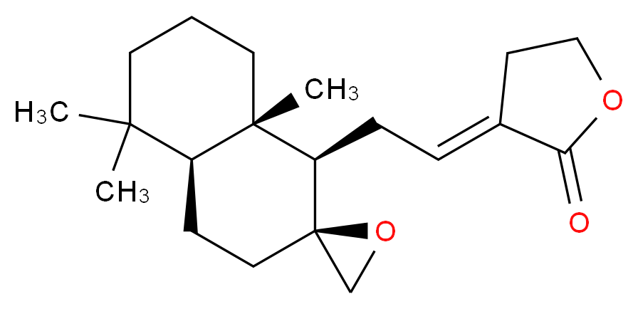 (3E)-3-{2-[(1R,2S,4aS,8aS)-5,5,8a-trimethyl-octahydro-1H-spiro[naphthalene-2,2'-oxirane]-1-yl]ethylidene}oxolan-2-one_分子结构_CAS_115753-79-2