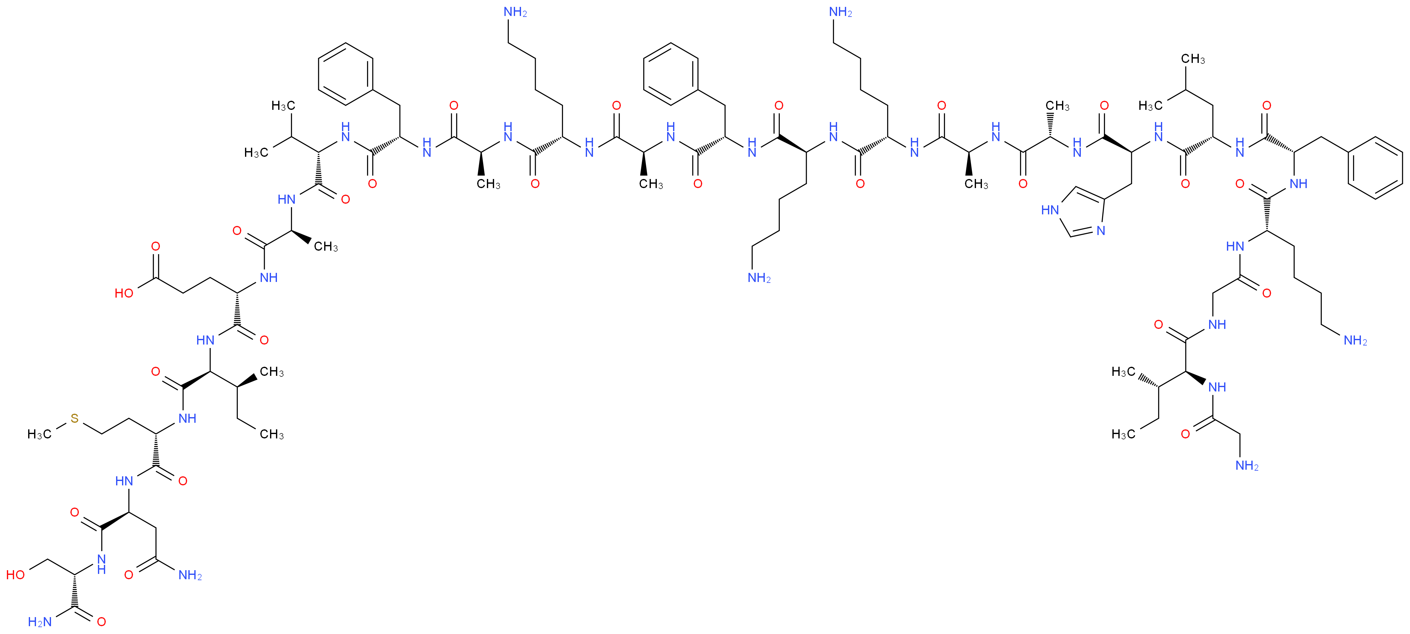 (4S)-4-[(2S)-2-[(2S)-2-[(2S)-2-[(2S)-2-[(2S)-6-amino-2-[(2S)-2-[(2S)-2-[(2S)-6-amino-2-[(2S)-6-amino-2-[(2S)-2-[(2S)-2-[(2S)-2-[(2S)-2-[(2S)-2-[(2S)-6-amino-2-{2-[(2S,3S)-2-(2-aminoacetamido)-3-methylpentanamido]acetamido}hexanamido]-3-phenylpropanamido]-4-methylpentanamido]-3-(1H-imidazol-4-yl)propanamido]propanamido]propanamido]hexanamido]hexanamido]-3-phenylpropanamido]propanamido]hexanamido]propanamido]-3-phenylpropanamido]-3-methylbutanamido]propanamido]-4-{[(1S,2S)-1-{[(1S)-1-{[(1S)-2-carbamoyl-1-{[(1S)-1-carbamoyl-2-hydroxyethyl]carbamoyl}ethyl]carbamoyl}-3-(methylsulfanyl)propyl]carbamoyl}-2-methylbutyl]carbamoyl}butanoic acid_分子结构_CAS_117665-48-2