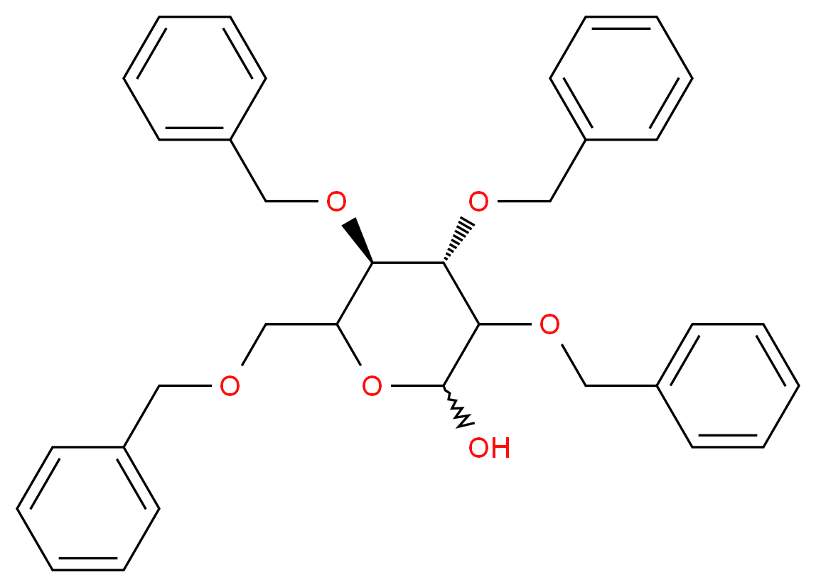 (4S,5R)-3,4,5-tris(benzyloxy)-6-[(benzyloxy)methyl]oxan-2-ol_分子结构_CAS_61330-61-8