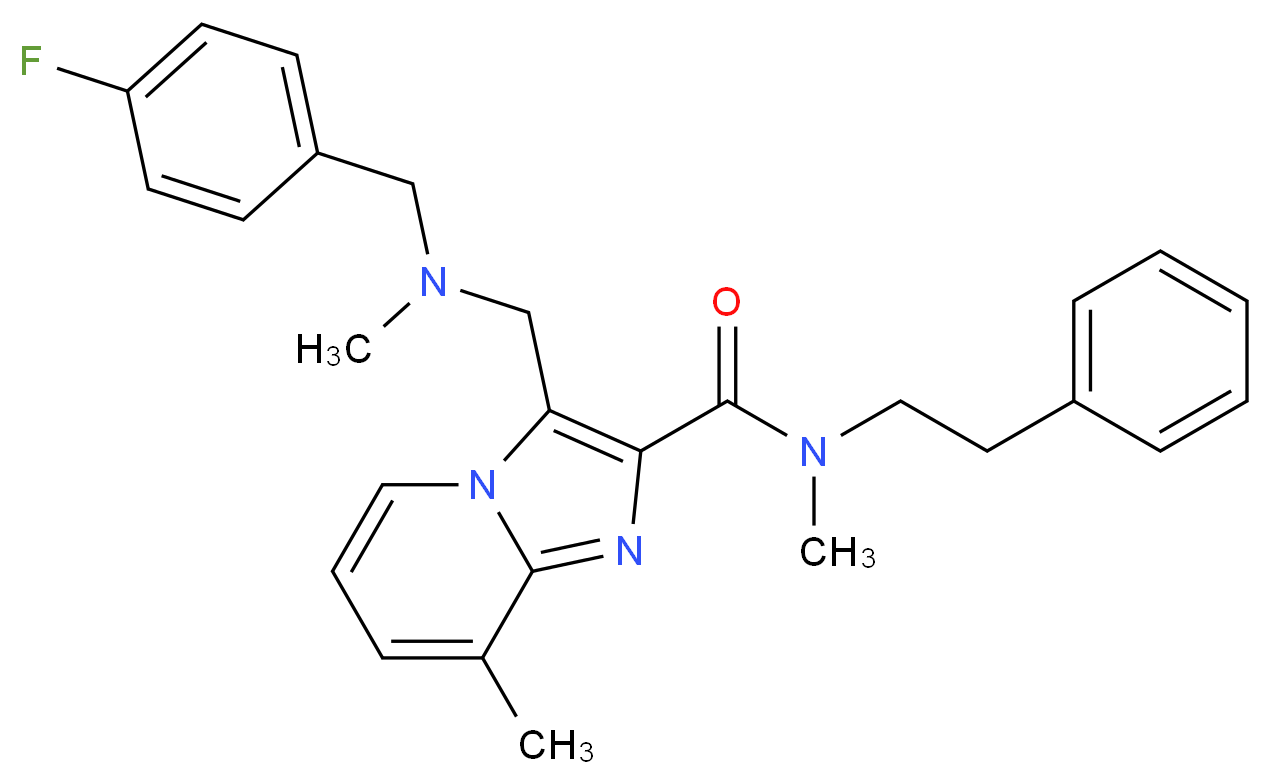 3-{[(4-fluorobenzyl)(methyl)amino]methyl}-N,8-dimethyl-N-(2-phenylethyl)imidazo[1,2-a]pyridine-2-carboxamide_分子结构_CAS_)