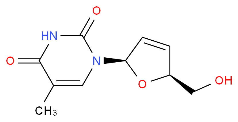 1-[(2R,5S)-5-(hydroxymethyl)-2,5-dihydrofuran-2-yl]-5-methyl-1,2,3,4-tetrahydropyrimidine-2,4-dione_分子结构_CAS_)