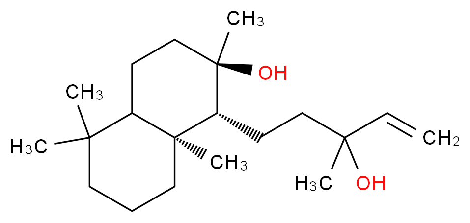 (1R,2R,8aS)-1-(3-hydroxy-3-methylpent-4-en-1-yl)-2,5,5,8a-tetramethyl-decahydronaphthalen-2-ol_分子结构_CAS_515-03-7