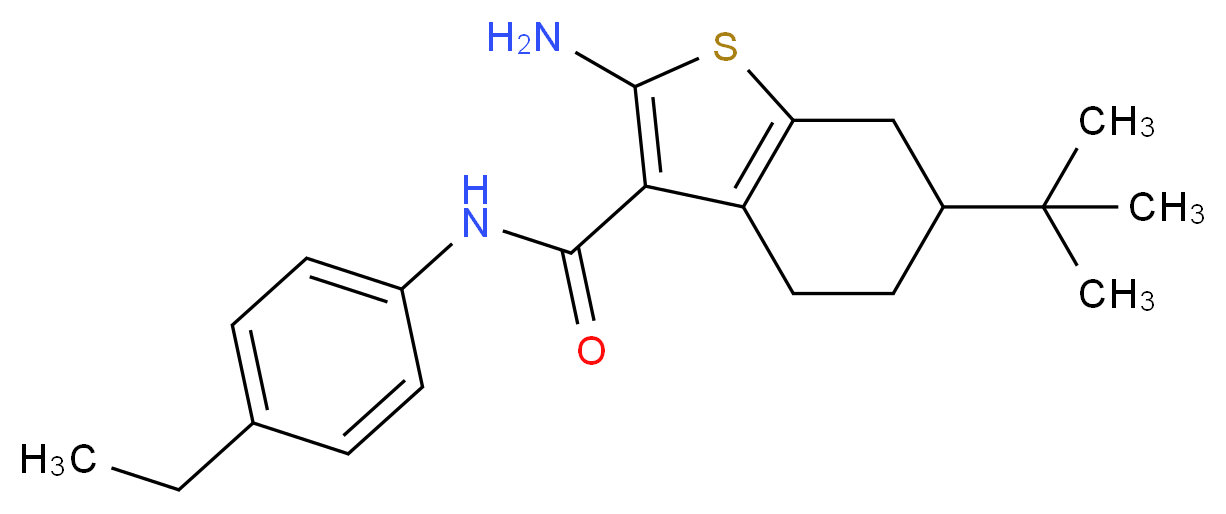 2-Amino-6-tert-butyl-N-(4-ethylphenyl)-4,5,6,7-tetrahydrobenzo[b]thiophene-3-carboxamide_分子结构_CAS_)