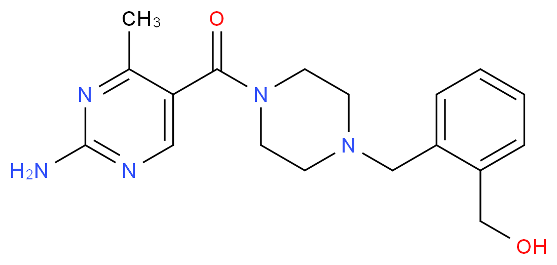 [2-({4-[(2-amino-4-methylpyrimidin-5-yl)carbonyl]piperazin-1-yl}methyl)phenyl]methanol_分子结构_CAS_)