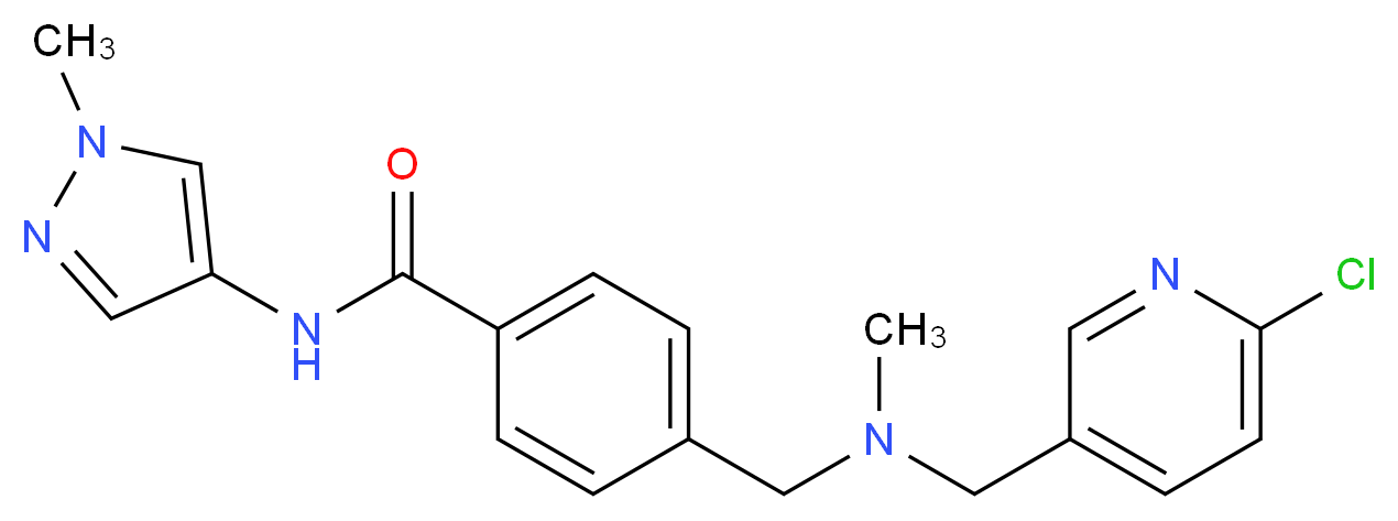 4-{[[(6-chloropyridin-3-yl)methyl](methyl)amino]methyl}-N-(1-methyl-1H-pyrazol-4-yl)benzamide_分子结构_CAS_)
