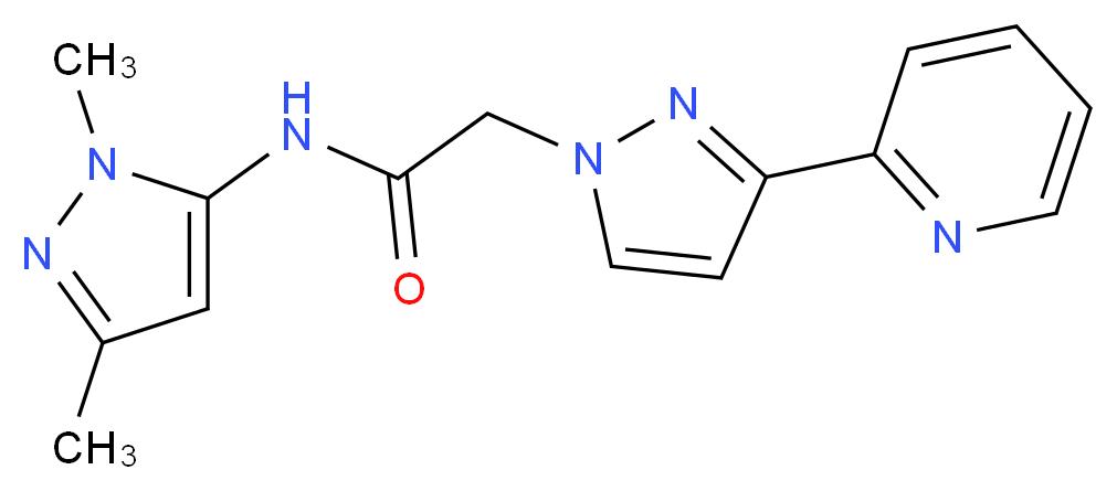 N-(1,3-dimethyl-1H-pyrazol-5-yl)-2-[3-(2-pyridinyl)-1H-pyrazol-1-yl]acetamide_分子结构_CAS_)