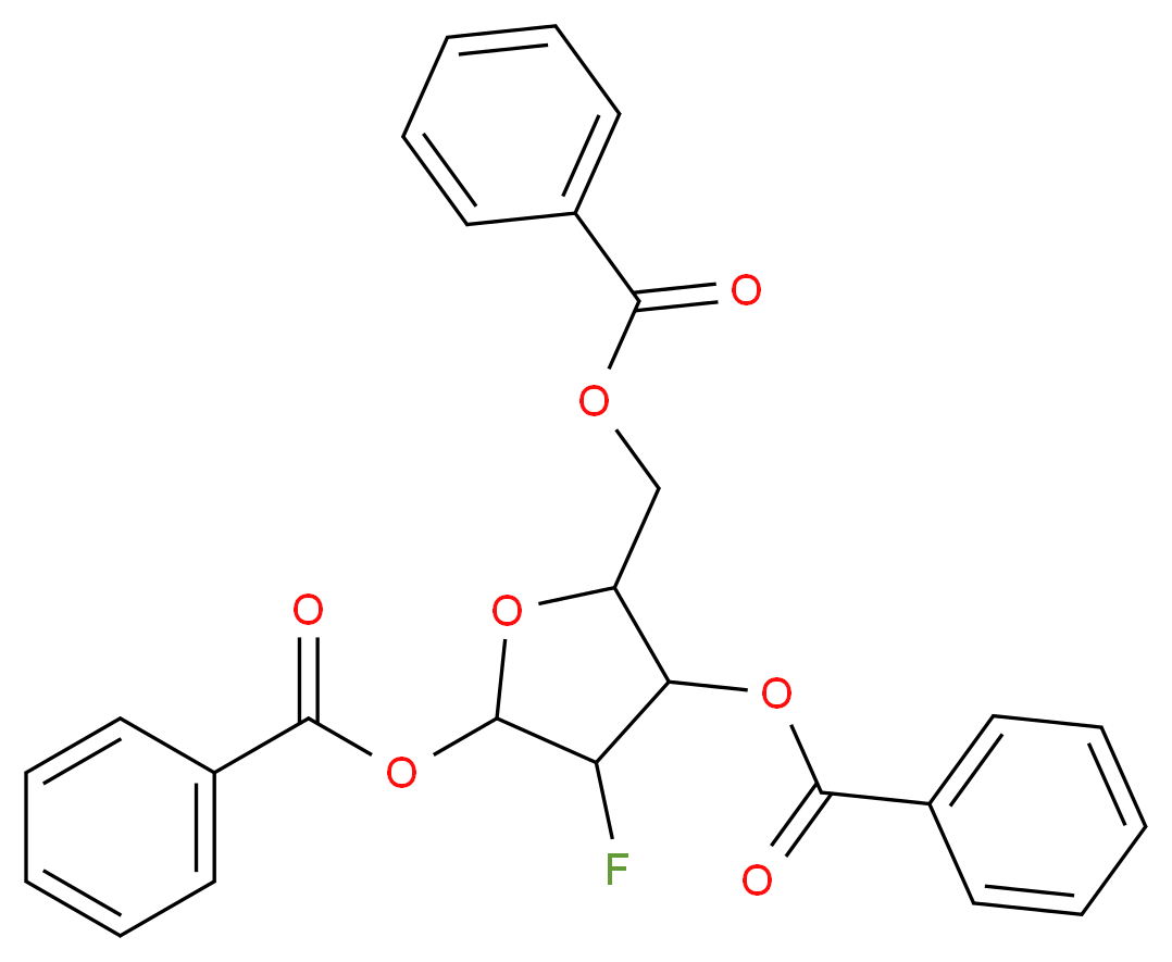 [3,5-bis(benzoyloxy)-4-fluorooxolan-2-yl]methyl benzoate_分子结构_CAS_97614-43-2