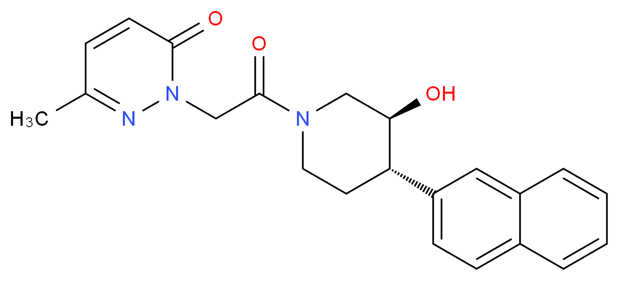 2-{2-[(3S*,4S*)-3-hydroxy-4-(2-naphthyl)piperidin-1-yl]-2-oxoethyl}-6-methylpyridazin-3(2H)-one_分子结构_CAS_)