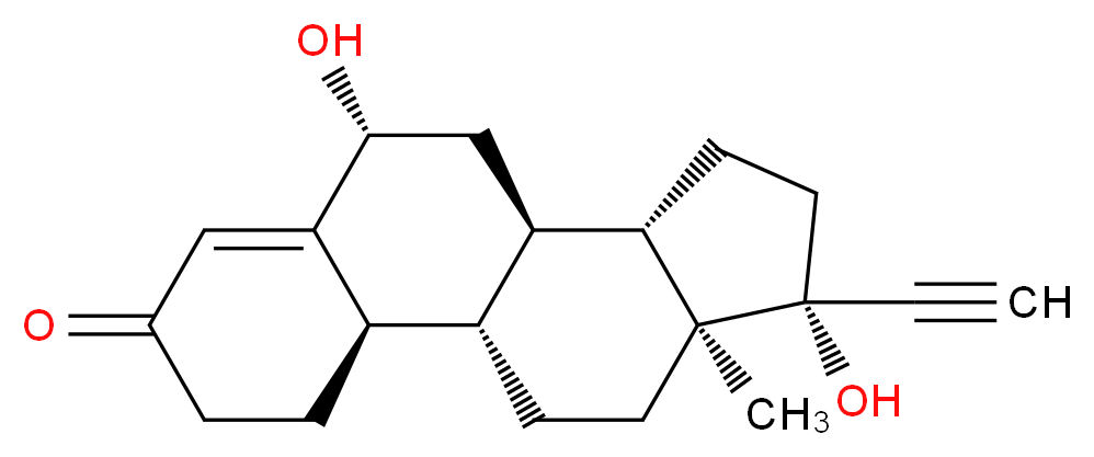 (1S,2R,8R,10R,11S,14R,15S)-14-ethynyl-8,14-dihydroxy-15-methyltetracyclo[8.7.0.0<sup>2</sup>,<sup>7</sup>.0<sup>1</sup><sup>1</sup>,<sup>1</sup><sup>5</sup>]heptadec-6-en-5-one_分子结构_CAS_51724-44-8