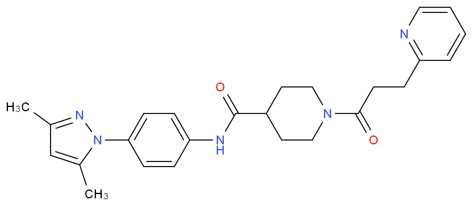 N-[4-(3,5-dimethyl-1H-pyrazol-1-yl)phenyl]-1-[3-(2-pyridinyl)propanoyl]-4-piperidinecarboxamide_分子结构_CAS_)
