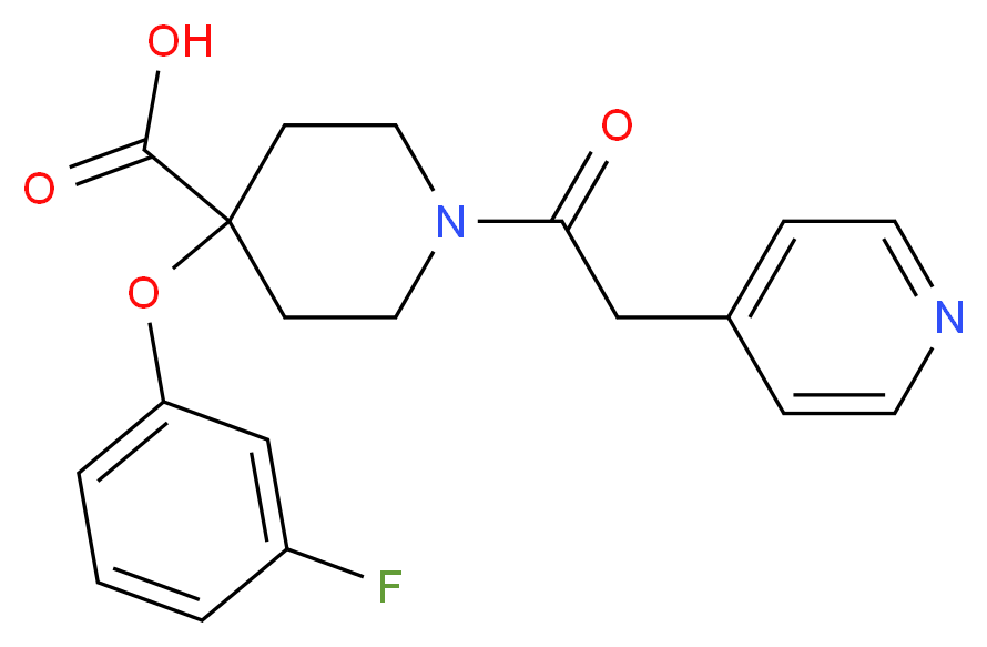 4-(3-fluorophenoxy)-1-(pyridin-4-ylacetyl)piperidine-4-carboxylic acid_分子结构_CAS_)
