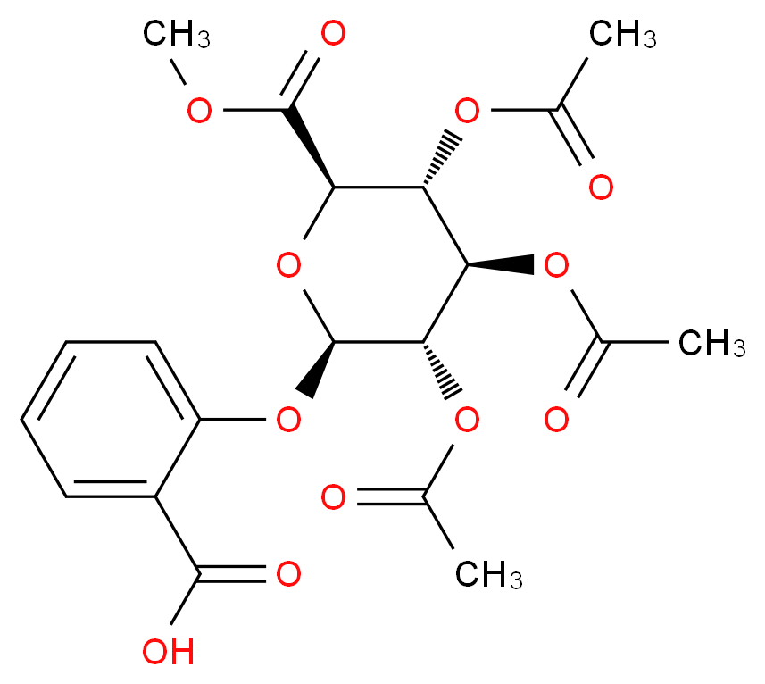 2-{[(2R,3S,4R,5R,6R)-3,4,5-tris(acetyloxy)-6-(methoxycarbonyl)oxan-2-yl]oxy}benzoic acid_分子结构_CAS_221287-90-7