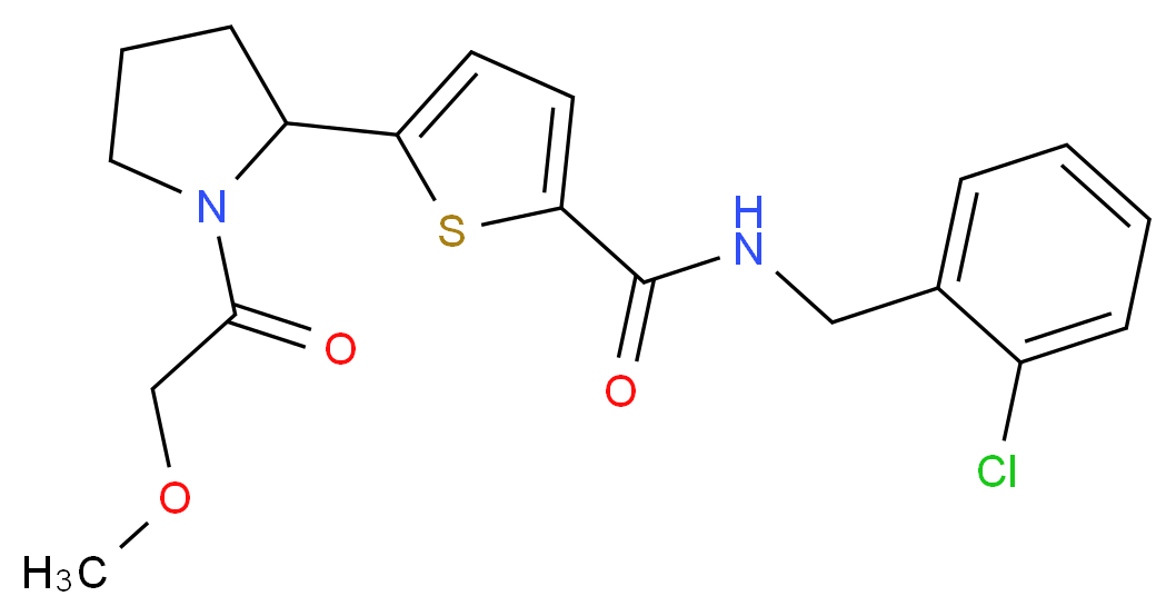 N-(2-chlorobenzyl)-5-[1-(methoxyacetyl)-2-pyrrolidinyl]-2-thiophenecarboxamide_分子结构_CAS_)