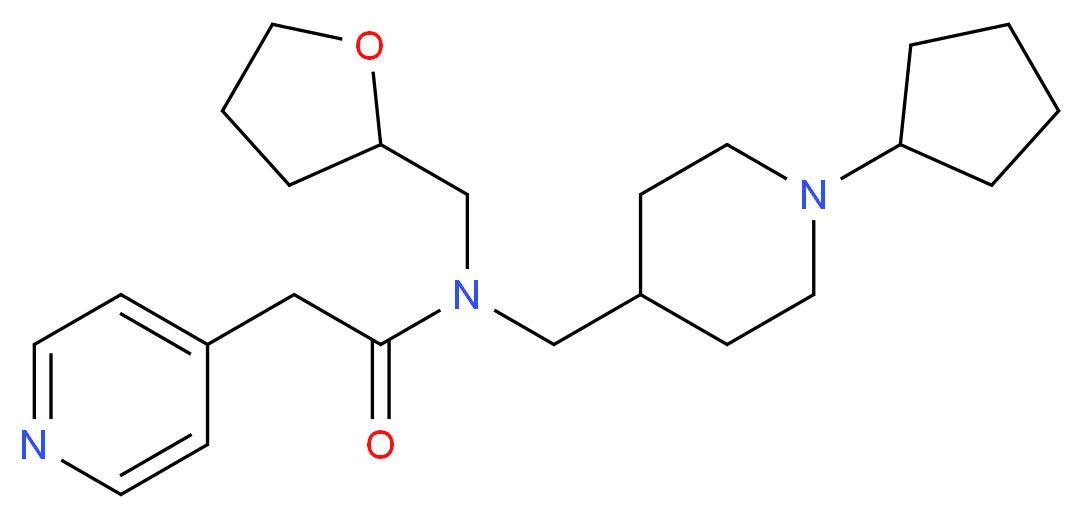 N-[(1-cyclopentylpiperidin-4-yl)methyl]-2-pyridin-4-yl-N-(tetrahydrofuran-2-ylmethyl)acetamide_分子结构_CAS_)