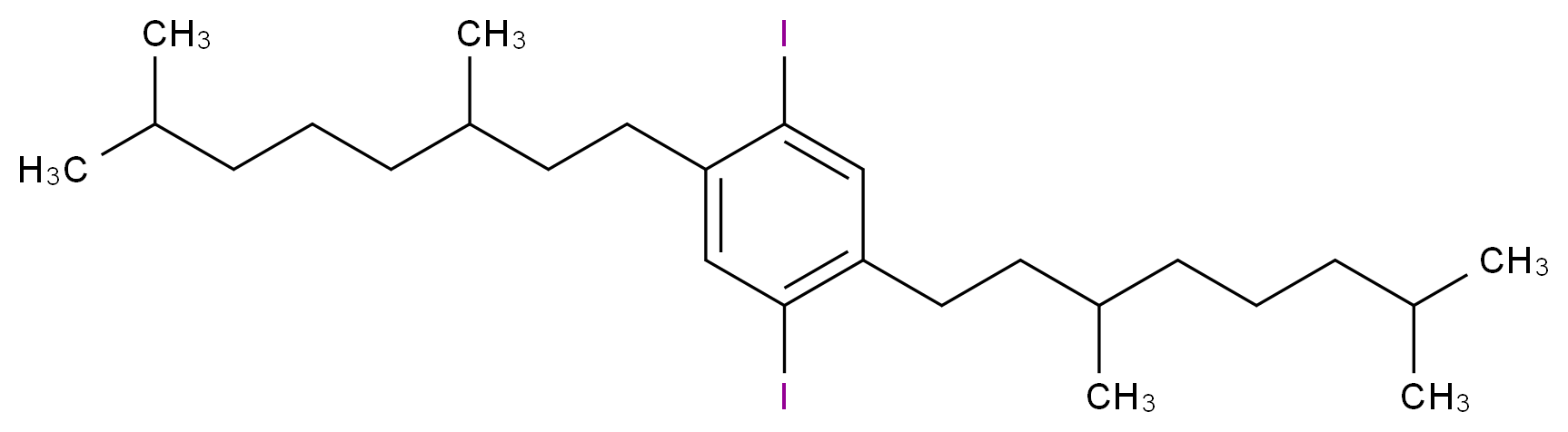 1,4-bis(3,7-dimethyloctyl)-2,5-diiodobenzene_分子结构_CAS_211809-84-6