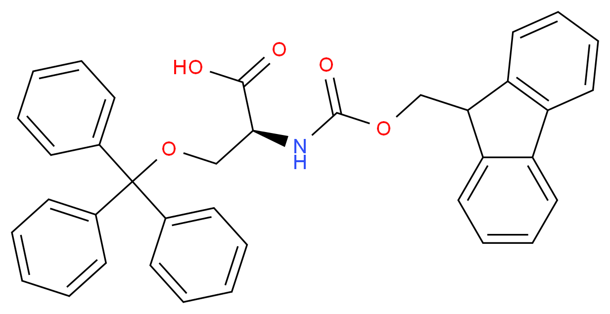 (2S)-2-{[(9H-fluoren-9-ylmethoxy)carbonyl]amino}-3-(triphenylmethoxy)propanoic acid_分子结构_CAS_111061-56-4