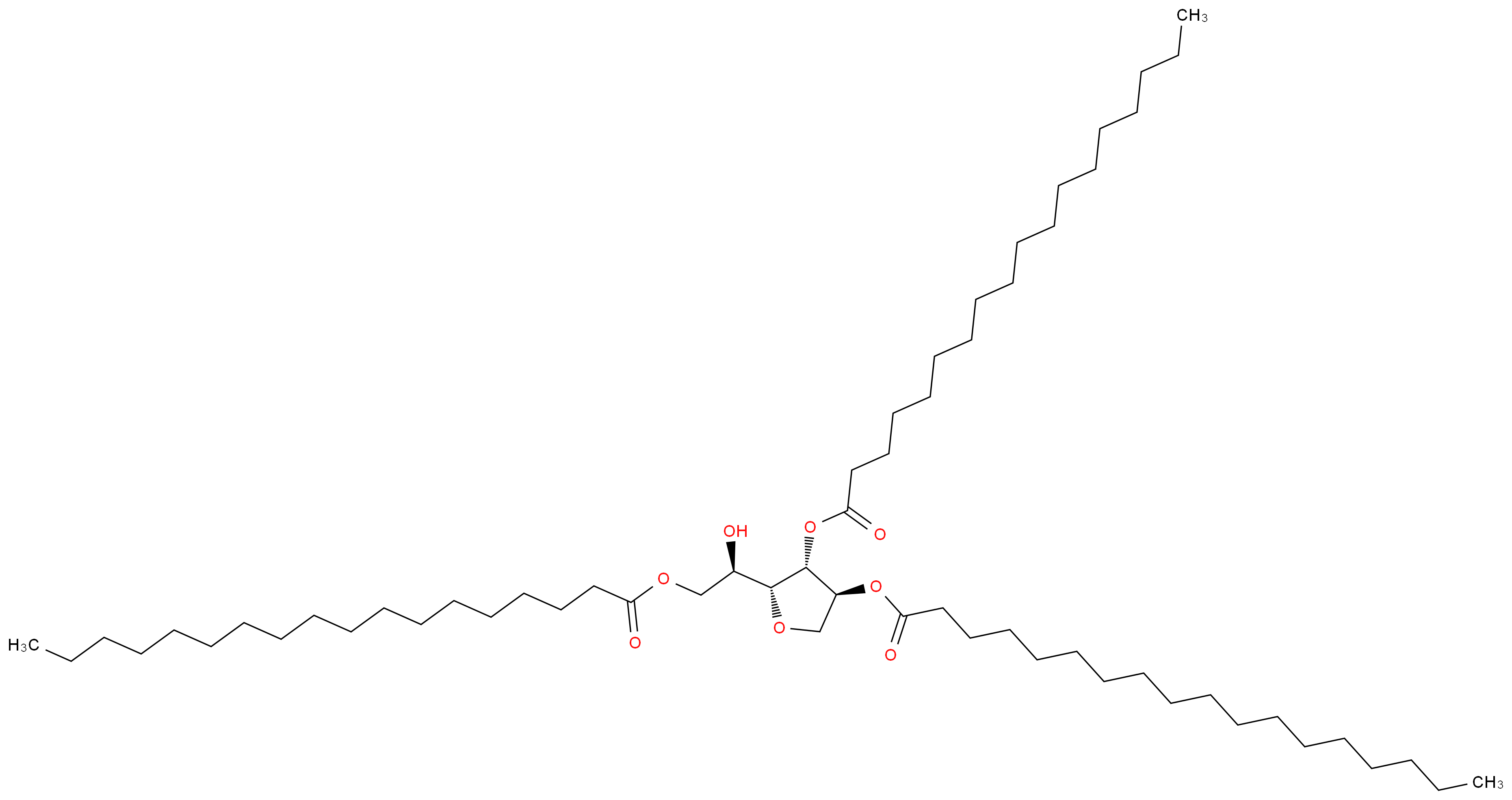 (2R)-2-[(2R,3R,4S)-3,4-bis(octadecanoyloxy)oxolan-2-yl]-2-hydroxyethyl octadecanoate_分子结构_CAS_26658-19-5