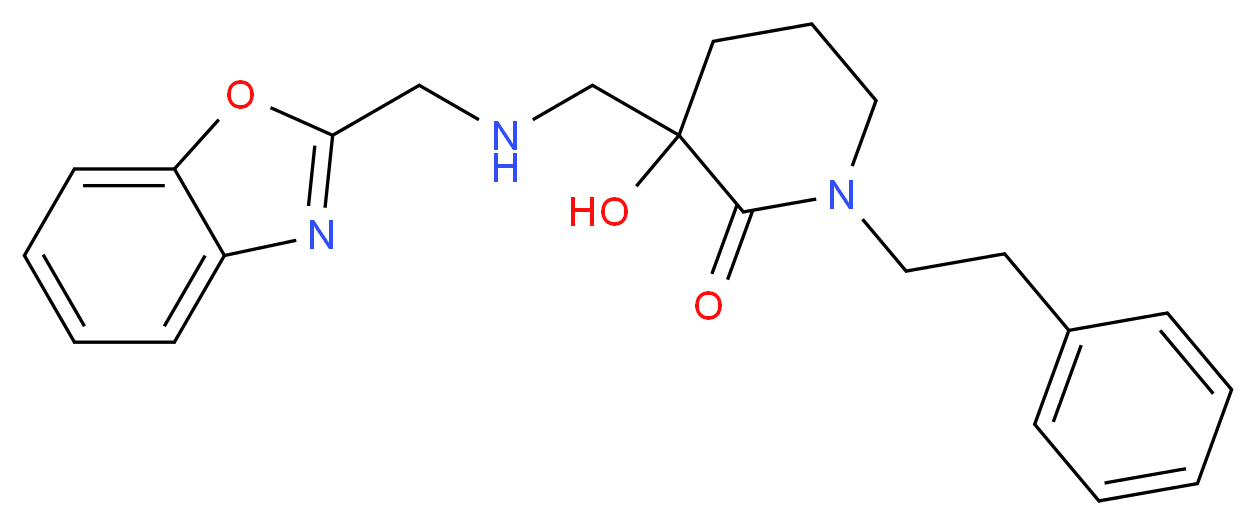 3-{[(1,3-benzoxazol-2-ylmethyl)amino]methyl}-3-hydroxy-1-(2-phenylethyl)piperidin-2-one_分子结构_CAS_)