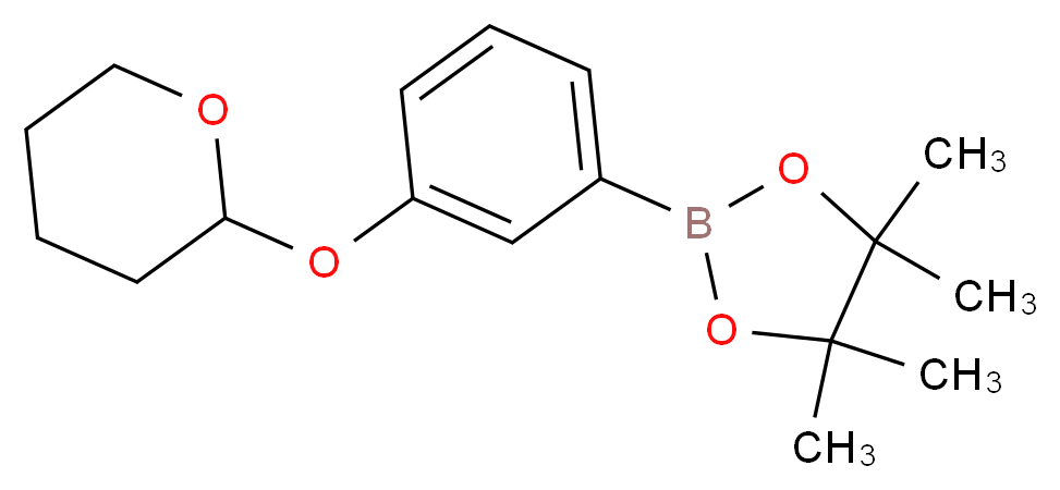 4,4,5,5-tetramethyl-2-[3-(oxan-2-yloxy)phenyl]-1,3,2-dioxaborolane_分子结构_CAS_850568-69-3