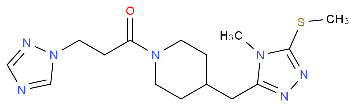 4-{[4-methyl-5-(methylthio)-4H-1,2,4-triazol-3-yl]methyl}-1-[3-(1H-1,2,4-triazol-1-yl)propanoyl]piperidine_分子结构_CAS_)