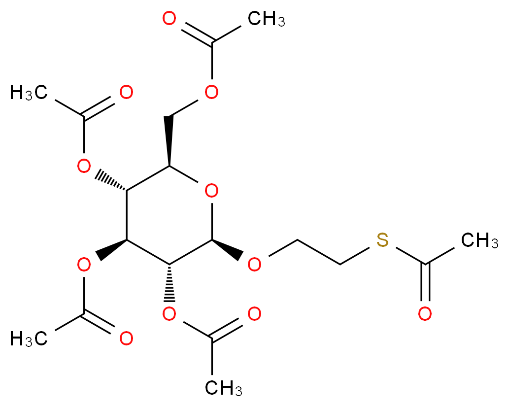 [(2R,3R,4S,5R,6R)-3,4,5-tris(acetyloxy)-6-[2-(acetylsulfanyl)ethoxy]oxan-2-yl]methyl acetate_分子结构_CAS_34044-34-3