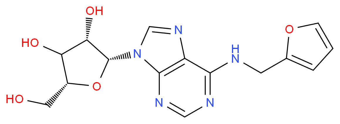 (2R,3S,5R)-2-{6-[(furan-2-ylmethyl)amino]-9H-purin-9-yl}-5-(hydroxymethyl)oxolane-3,4-diol_分子结构_CAS_4338-47-0