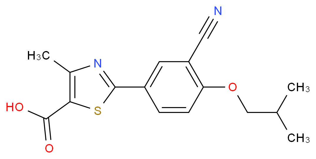 2-[3-cyano-4-(2-methylpropoxy)phenyl]-4-methyl-1,3-thiazole-5-carboxylic acid_分子结构_CAS_144060-53-7