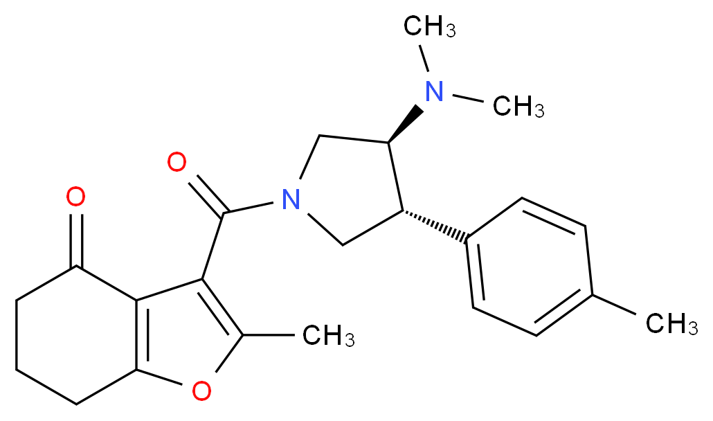 3-{[(3S*,4R*)-3-(dimethylamino)-4-(4-methylphenyl)pyrrolidin-1-yl]carbonyl}-2-methyl-6,7-dihydro-1-benzofuran-4(5H)-one_分子结构_CAS_)