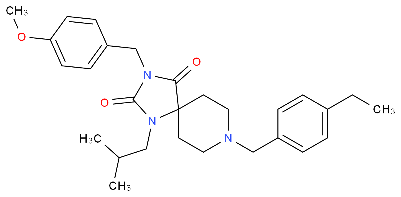 8-(4-ethylbenzyl)-1-isobutyl-3-(4-methoxybenzyl)-1,3,8-triazaspiro[4.5]decane-2,4-dione_分子结构_CAS_)
