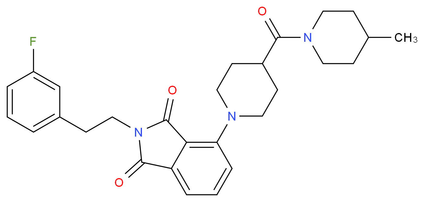 2-[2-(3-fluorophenyl)ethyl]-4-{4-[(4-methyl-1-piperidinyl)carbonyl]-1-piperidinyl}-1H-isoindole-1,3(2H)-dione_分子结构_CAS_)