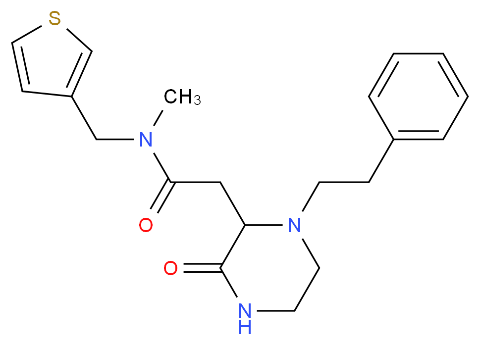 N-methyl-2-[3-oxo-1-(2-phenylethyl)-2-piperazinyl]-N-(3-thienylmethyl)acetamide_分子结构_CAS_)