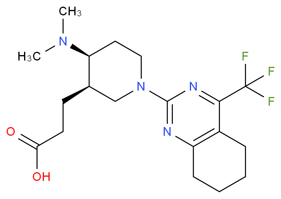 3-{(3R*,4S*)-4-(dimethylamino)-1-[4-(trifluoromethyl)-5,6,7,8-tetrahydroquinazolin-2-yl]piperidin-3-yl}propanoic acid_分子结构_CAS_)