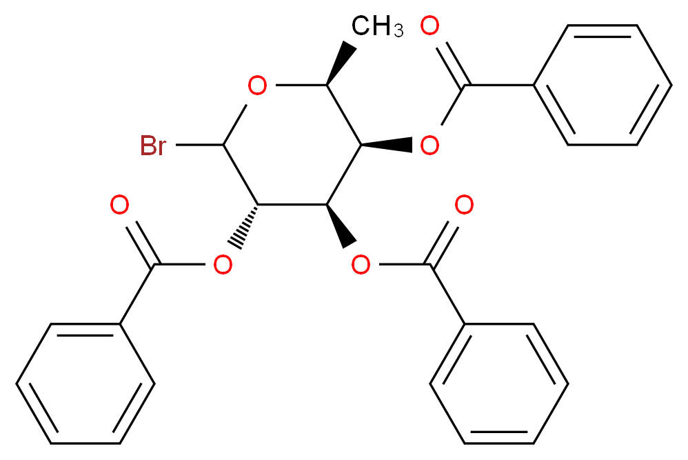 (3S,4R,5R,6S)-4,5-bis(benzoyloxy)-2-bromo-6-methyloxan-3-yl benzoate_分子结构_CAS_855662-12-3