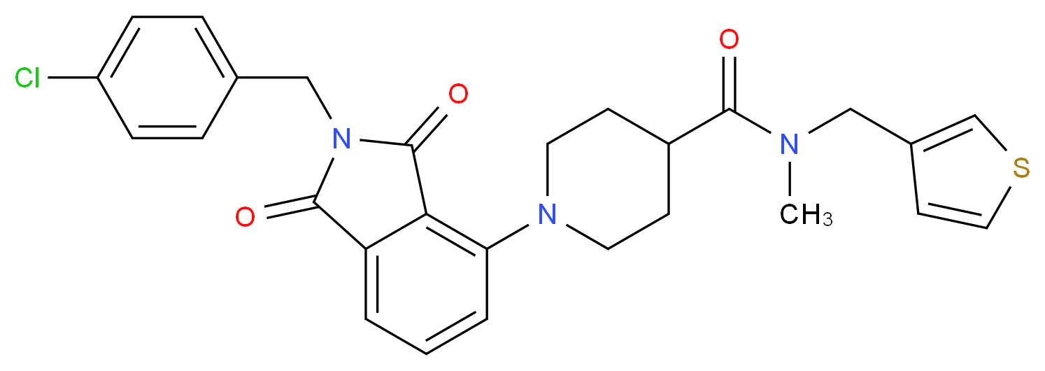 1-[2-(4-chlorobenzyl)-1,3-dioxo-2,3-dihydro-1H-isoindol-4-yl]-N-methyl-N-(3-thienylmethyl)-4-piperidinecarboxamide_分子结构_CAS_)