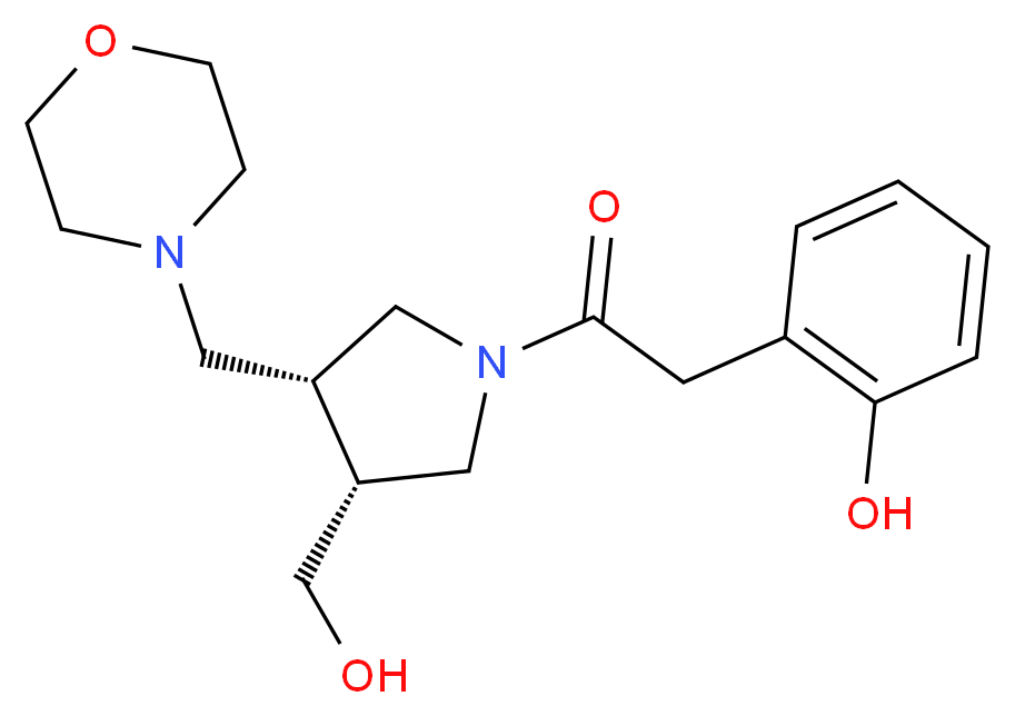 2-{2-[(3R*,4R*)-3-(hydroxymethyl)-4-(morpholin-4-ylmethyl)pyrrolidin-1-yl]-2-oxoethyl}phenol_分子结构_CAS_)