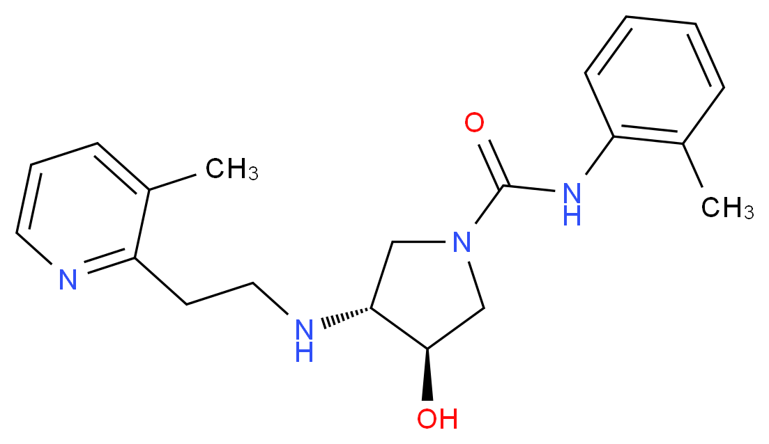 (3R*,4R*)-3-hydroxy-N-(2-methylphenyl)-4-{[2-(3-methyl-2-pyridinyl)ethyl]amino}-1-pyrrolidinecarboxamide_分子结构_CAS_)