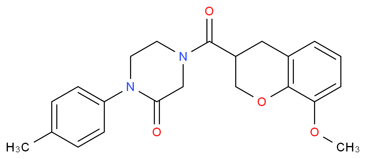 4-[(8-methoxy-3,4-dihydro-2H-chromen-3-yl)carbonyl]-1-(4-methylphenyl)-2-piperazinone_分子结构_CAS_)