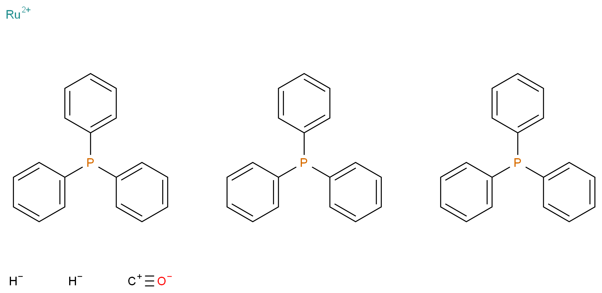 λ<sup>2</sup>-ruthenium(2+) ion tris(triphenylphosphane) methyliumolate dihydride_分子结构_CAS_25360-32-1