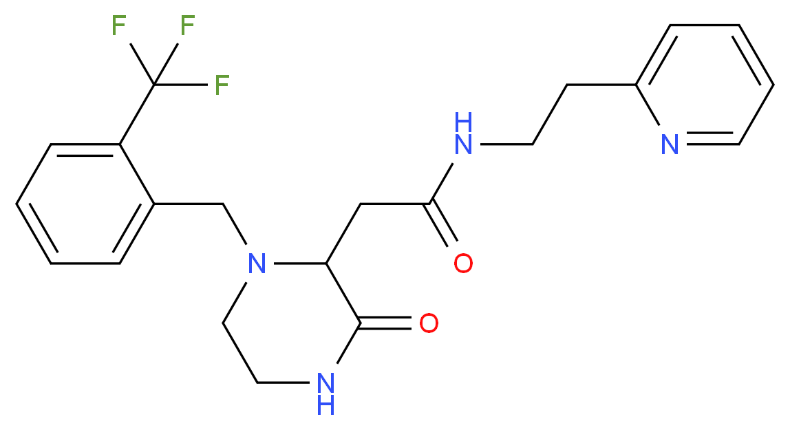 2-{3-oxo-1-[2-(trifluoromethyl)benzyl]-2-piperazinyl}-N-[2-(2-pyridinyl)ethyl]acetamide_分子结构_CAS_)