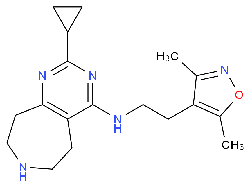 2-cyclopropyl-N-[2-(3,5-dimethylisoxazol-4-yl)ethyl]-6,7,8,9-tetrahydro-5H-pyrimido[4,5-d]azepin-4-amine_分子结构_CAS_)