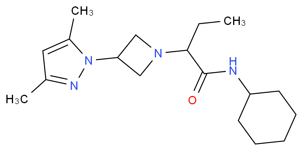 N-cyclohexyl-2-[3-(3,5-dimethyl-1H-pyrazol-1-yl)azetidin-1-yl]butanamide_分子结构_CAS_)