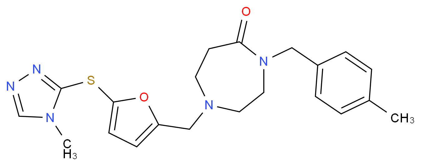 4-(4-methylbenzyl)-1-({5-[(4-methyl-4H-1,2,4-triazol-3-yl)thio]-2-furyl}methyl)-1,4-diazepan-5-one_分子结构_CAS_)