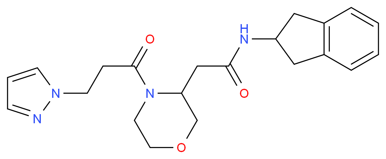 N-(2,3-dihydro-1H-inden-2-yl)-2-{4-[3-(1H-pyrazol-1-yl)propanoyl]-3-morpholinyl}acetamide_分子结构_CAS_)